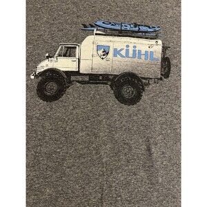 KUHL Mountain Truck Graphic Print Short Sleeve Grey T-Shirt Tee MEDIUM Outdoors